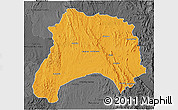 Political 3D Map of Ihosy, darken, desaturated