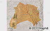 Satellite 3D Map of Ihosy, lighten, semi-desaturated