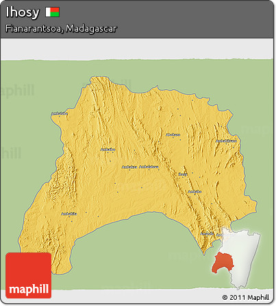Savanna Style 3D Map of Ihosy, single color outside