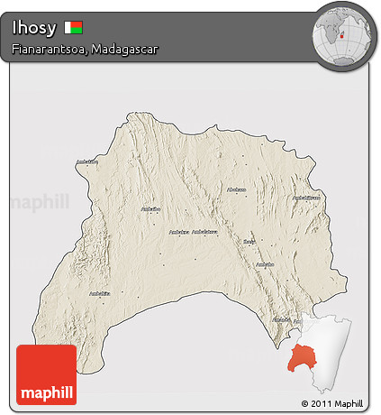 Shaded Relief 3D Map of Ihosy, cropped outside