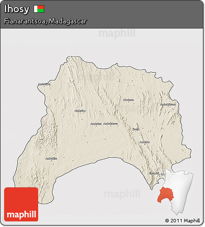 Shaded Relief 3D Map of Ihosy, cropped outside