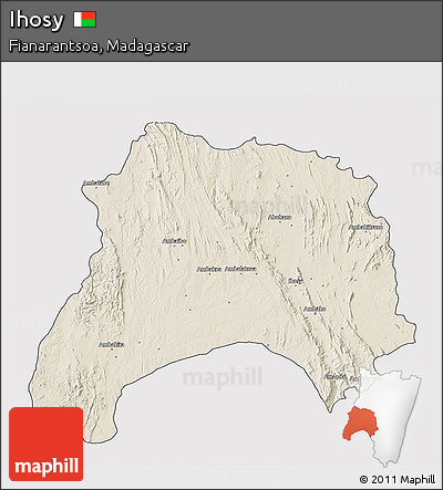 Shaded Relief 3D Map of Ihosy, cropped outside