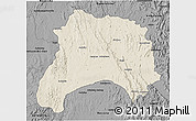 Shaded Relief 3D Map of Ihosy, darken, desaturated