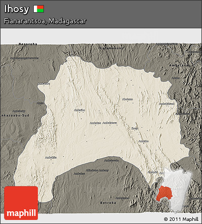 Shaded Relief 3D Map of Ihosy, darken