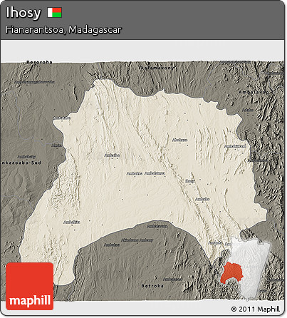 Shaded Relief 3D Map of Ihosy, darken