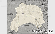 Shaded Relief 3D Map of Ihosy, darken, semi-desaturated