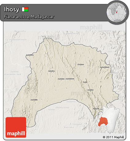 Shaded Relief 3D Map of Ihosy, lighten
