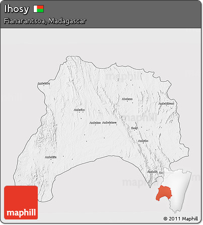 Silver Style 3D Map of Ihosy, single color outside
