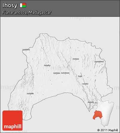 Silver Style 3D Map of Ihosy, single color outside