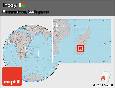 Gray Location Map of Ihosy, within the entire country