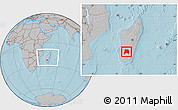 Gray Location Map of Ihosy, within the entire country, hill shading