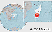 Gray Location Map of Ihosy, highlighted country, within the entire country, hill shading