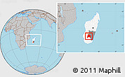 Gray Location Map of Ihosy, highlighted country, highlighted parent region, within the entire country