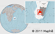 Gray Location Map of Ihosy, highlighted country, highlighted parent region, hill shading