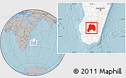 Gray Location Map of Ihosy, highlighted country, hill shading