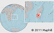 Gray Location Map of Ihosy, highlighted parent region, within the entire country, hill shading