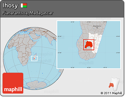 Gray Location Map of Ihosy, highlighted parent region