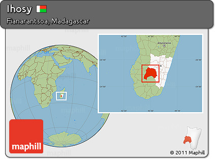 Savanna Style Location Map of Ihosy, highlighted parent region