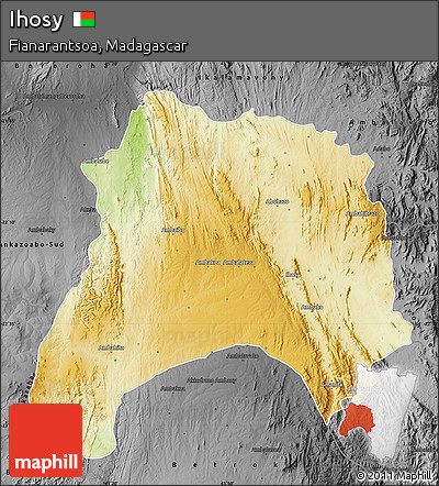 Physical Map of Ihosy, darken, desaturated