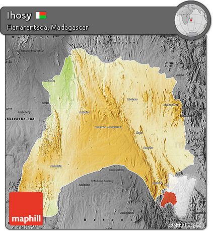 Physical Map of Ihosy, darken, desaturated