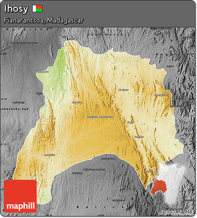 Physical Map of Ihosy, darken, desaturated