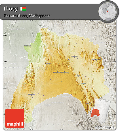 Physical Map of Ihosy, lighten, semi-desaturated