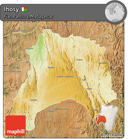 Physical Map of Ihosy, satellite outside