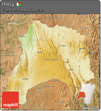 Physical Map of Ihosy, satellite outside
