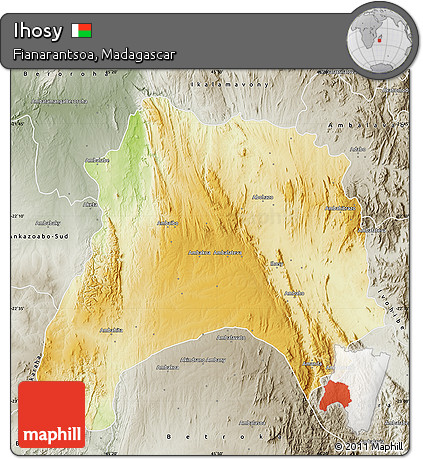 Physical Map of Ihosy, semi-desaturated