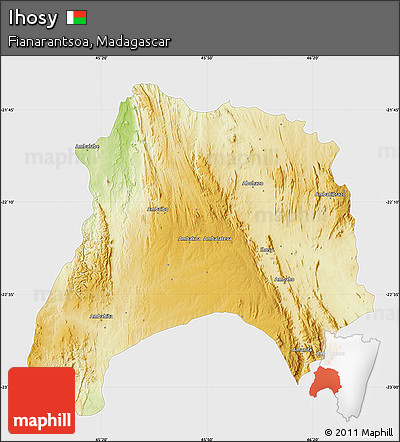 Physical Map of Ihosy, single color outside