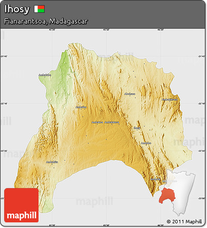 Physical Map of Ihosy, single color outside