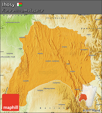 Political Map of Ihosy, physical outside