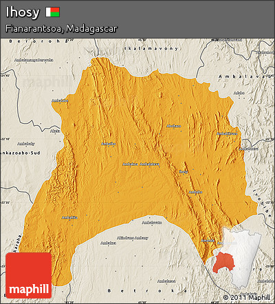 Political Map of Ihosy, shaded relief outside