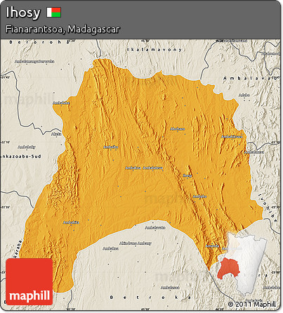 Political Map of Ihosy, shaded relief outside