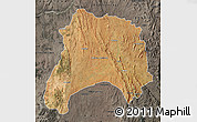 Satellite Map of Ihosy, darken, semi-desaturated