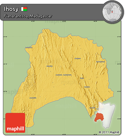 Savanna Style Map of Ihosy, single color outside