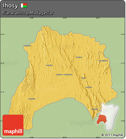 Savanna Style Map of Ihosy, single color outside
