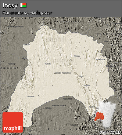 Shaded Relief Map of Ihosy, darken