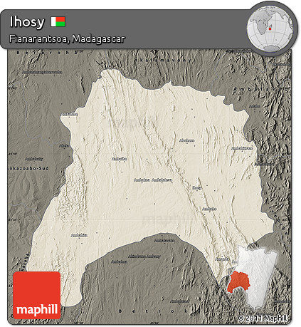 Shaded Relief Map of Ihosy, darken