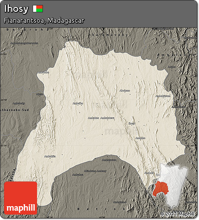 Shaded Relief Map of Ihosy, darken