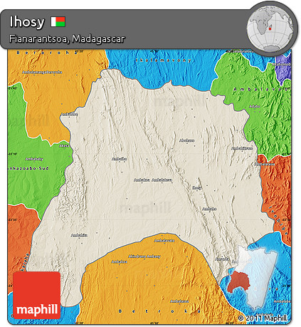 Shaded Relief Map of Ihosy, political outside
