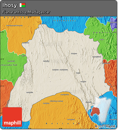 Shaded Relief Map of Ihosy, political outside