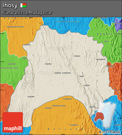 Shaded Relief Map of Ihosy, political outside