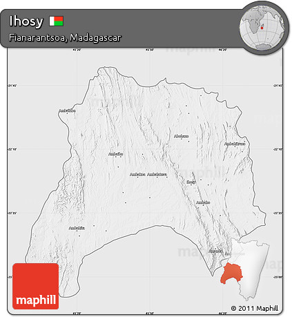 Silver Style Map of Ihosy, single color outside