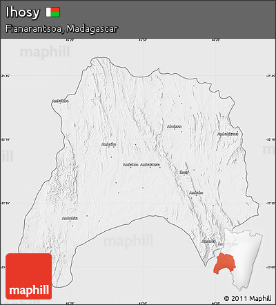 Silver Style Map of Ihosy, single color outside