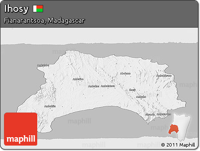 Gray Panoramic Map of Ihosy, single color outside