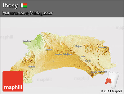 Physical Panoramic Map of Ihosy, cropped outside