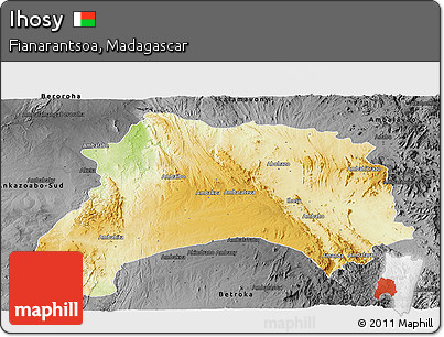 Physical Panoramic Map of Ihosy, darken, desaturated