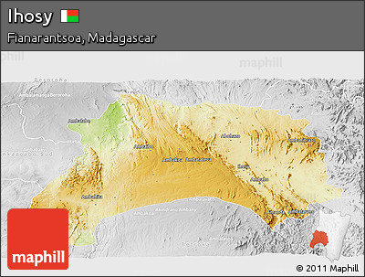 Physical Panoramic Map of Ihosy, lighten, desaturated