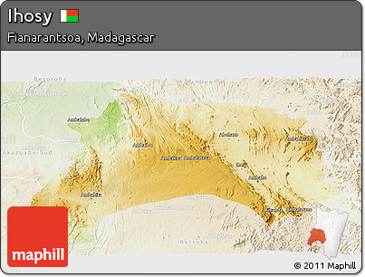 Physical Panoramic Map of Ihosy, lighten